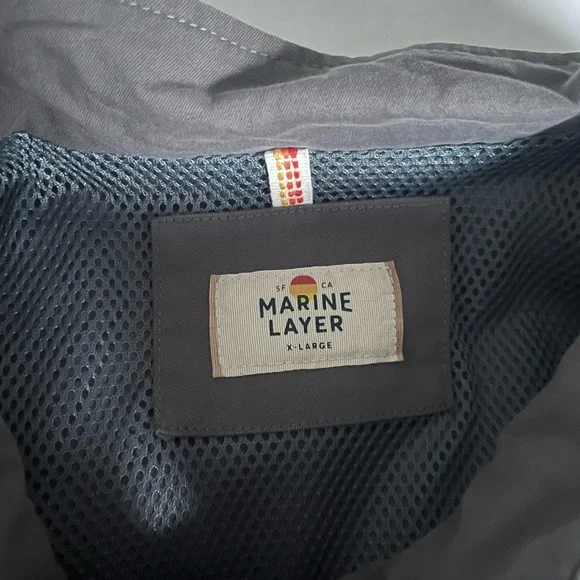 Marine layer - XL Men's Gray Jacket with Blue Stripes - Picture 2 of 4